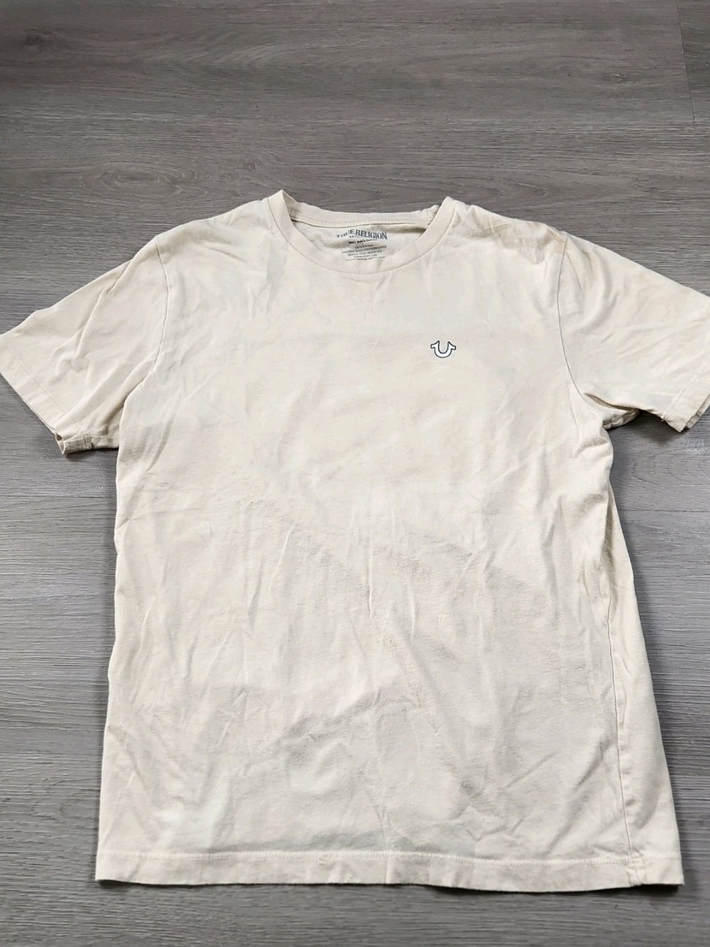 True Religion Men's Cream Short Sleeve Logo Tee